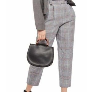 Topshop High Waist Plaid Cropped Pants Size 6